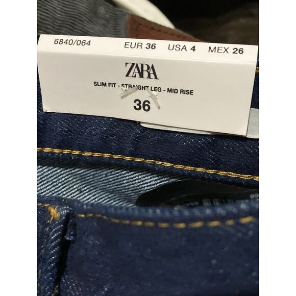 Zara Women’s The New Daddy Jeans Size 4 Full Length Slim Fit Iconic Blue Dark - Picture 4 of 9
